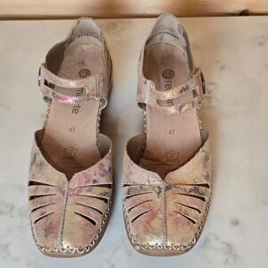 Remonte Sandals Floral Leather Shoes Womens 41 Tan 9.5